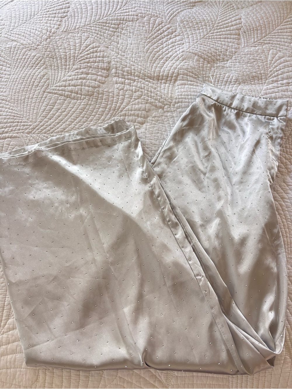Peach Couture silver Satin Wide-Leg Pants - Picture 6 of 7